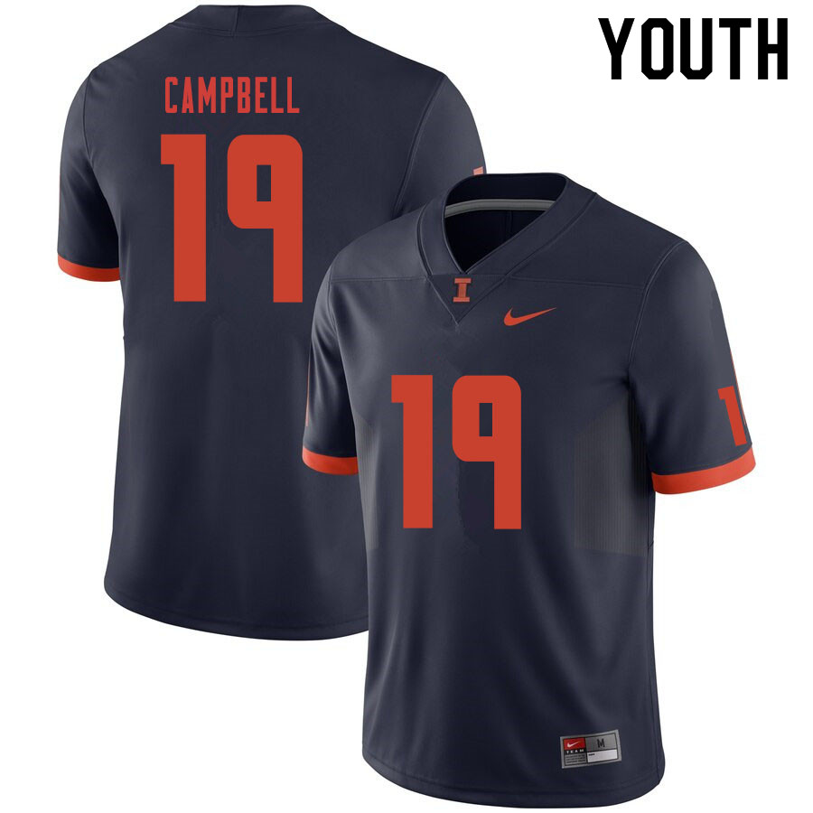 Youth #19 Dalevon Campbell Illinois Fighting Illini College Football Jerseys Sale-Navy